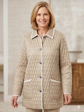 Alia Quilted Jacket Womens Fall Spring Light Snap Up Coat Cottagecore Sz XL